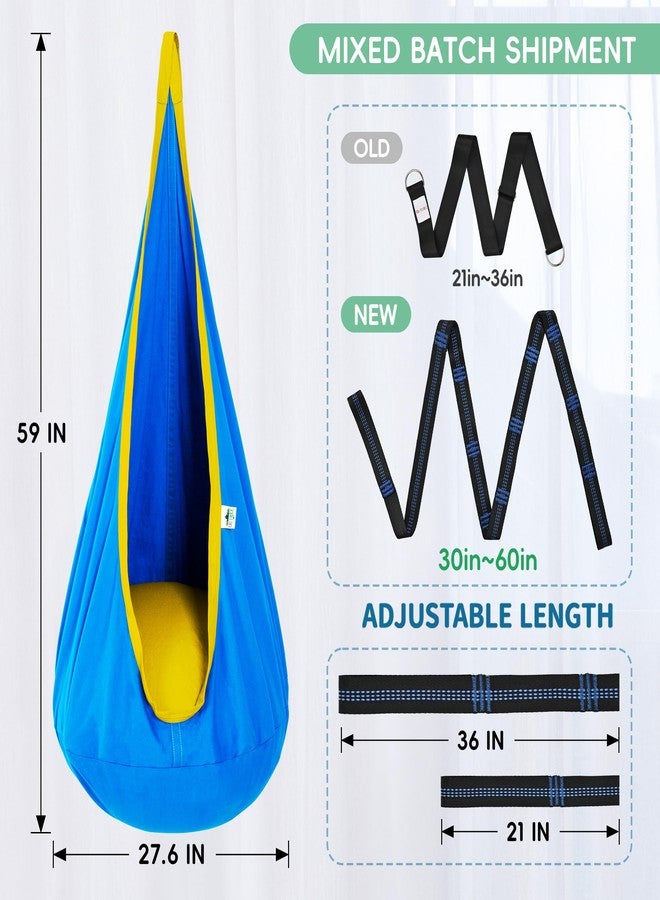 OUTREE Kids Pod Swing Seat, Cotton Child Hammock Swing Chair, Sensory Swing for Indoor and Outdoor Use,Blue and Yellow - Image 3